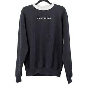 For Days Re-New Better Crew Neck Sweatshirt Black White Organic Cotton Small